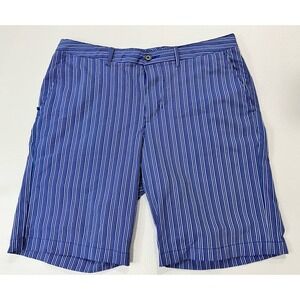 Tommy Bahama Shorts Mens Size 34 Blue Nylon Stretch Casual Flat Front Chino